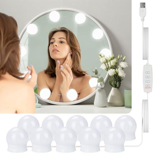 [6916466186452] Aplique de Luces para Espejo Usb 10 Focos con Regulador