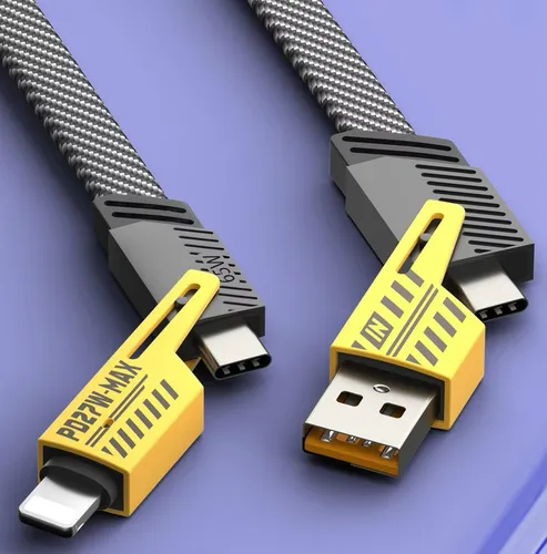 [7848916981135] Cable de Datos Carga Rapida 4 en 1 Reforzado PD + Usb + Lightning 65W / 27W