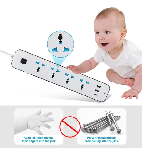 [6290132590034] Zapatilla Toma Corriente 4 tomas 2 Puertos Usb + Usb-C 2m