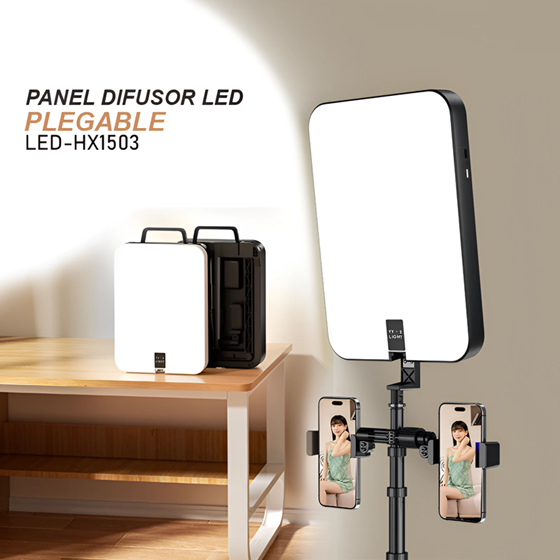 [6290132591611] Flash Led Doble Soporte Celular Selfie Recargable LED-HX1503